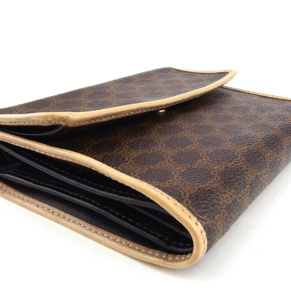 CELINE tri-fold wallet macadam beige PVC �~ leather Authentic  used - Picture 4 of 8